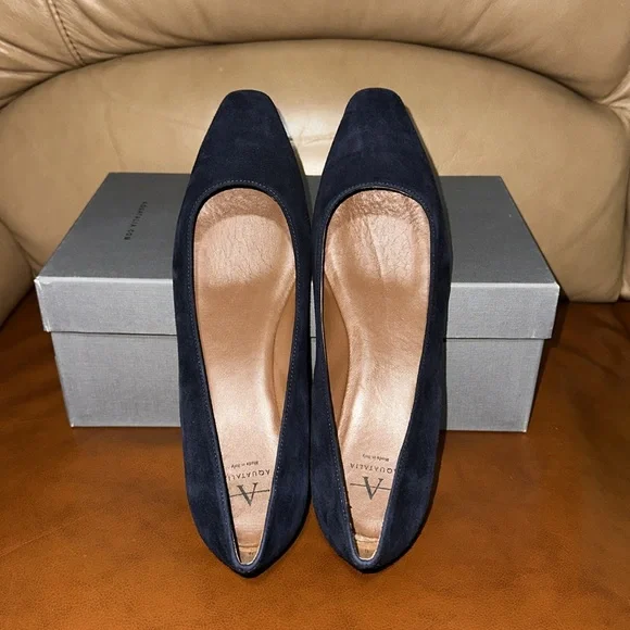 🔥🔥🔥NEW Aquatalia Marcella Navy Suede Leather Flats - Picture 5 of 11